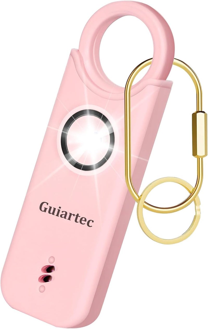 Guiartec Rechargeable Personal Safety Alarm for Women, 135 dB Loud Self Defense Keychain Siren with LED Strobe Light, Personal Emergency Security Safe Devices Key Chain Alarms for Women Kids Elderly (Pink) - Image 1